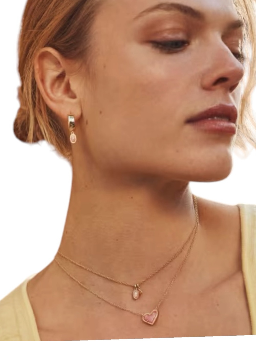 Kendra Scott Ari Heart Necklace Iridescent Pink Rose Gold - Picture 11 of 12